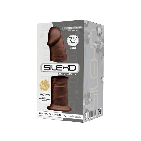 купить Фаллоимитатор SilexD Henry Brown (MODEL 2 size 7,5in), двухслойный, силикон+Silexpan, диаметр 4,8см
