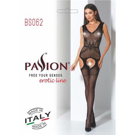 фото Бодистокинг Passion BS062 black, комбинезон, имитация чулок  || фото Бодістокінг Passion BS062 black, комбінезон, імітація панчох 