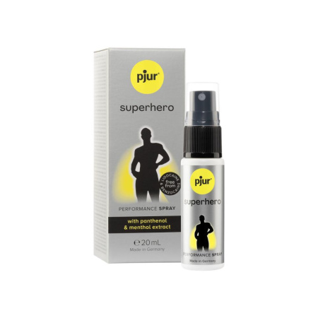фото Пролонгирующий спрей pjur Superhero Spray 20 мл, впитывается в кожу, натуральные компоненты  || фото Пролонгувальний спрей pjur Superhero Spray 20 мл, всотується в шкіру, натуральні компоненти 