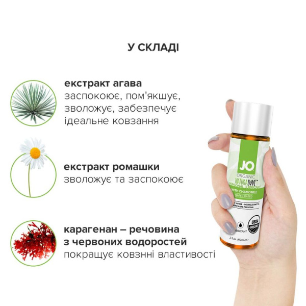 купити Змазка на водній основі System JO NATURALOVE — ORGANIC (60 мл) з екстрактом листя агави та ромашки