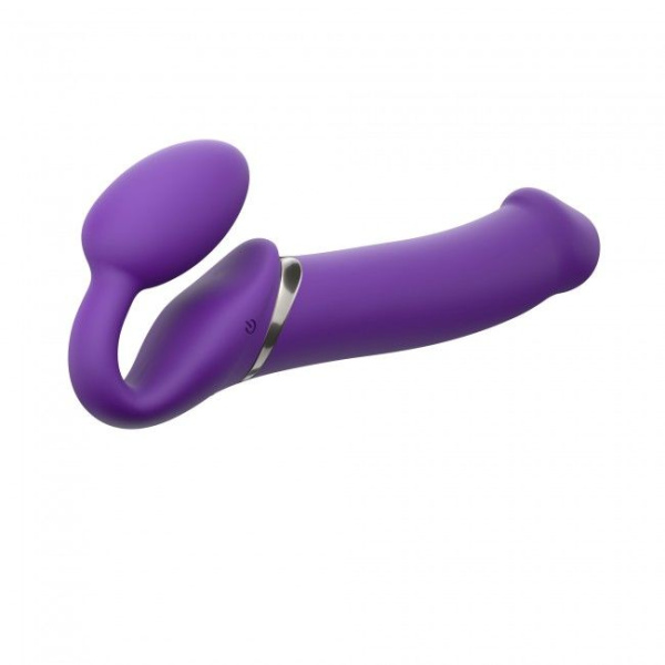 купить Безремневой страпон с вибрацией Strap-On-Me Vibrating Violet XL, диаметр 4,5см, пульт ДУ, регулируем