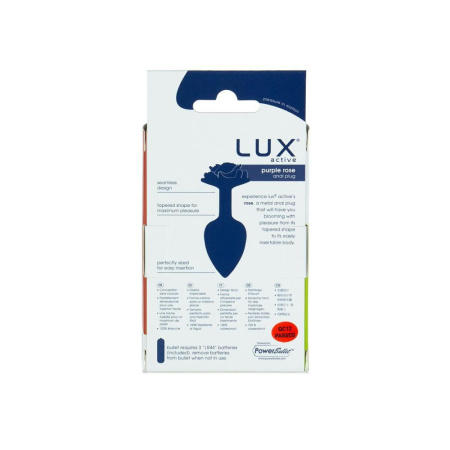фото Металлическая анальная пробка Lux Active с розой - Rose Anal Plug - Purple, вибропуля в подарок  || фото Металева анальна пробка Lux Active з трояндою - Rose Anal Plug - Purple, віброкуля в подарунок 