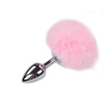 фото Металлическая анальная пробка Кроличий хвостик Alive Fluffy Plug S Pink, диаметр 2,8 см