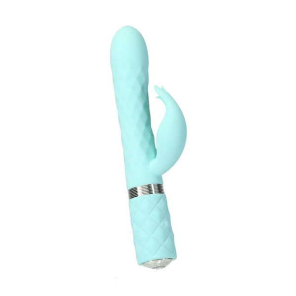 купить Роскошный кролик с ротацией и вибрацией Pillow Talk Lively, Teal, кристалл Сваровски, тройной отрост