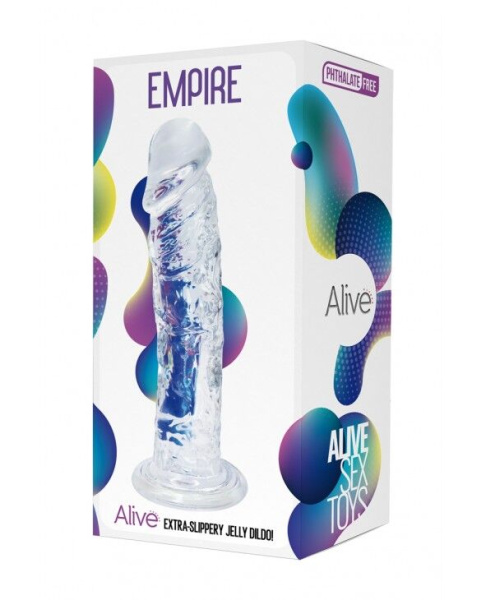 купить Прозрачный фаллоимитатор Alive Jelly Dildo Empire, ТПЕ, присоска, диаметр 4.3 см, длина 19.3см