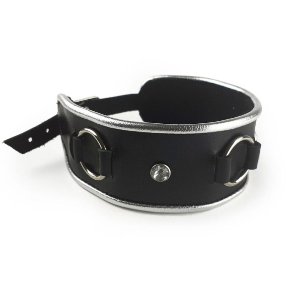 купить Ошейник из натуральной кожи со стразами и кольцом Art of Sex -  Collar Ring