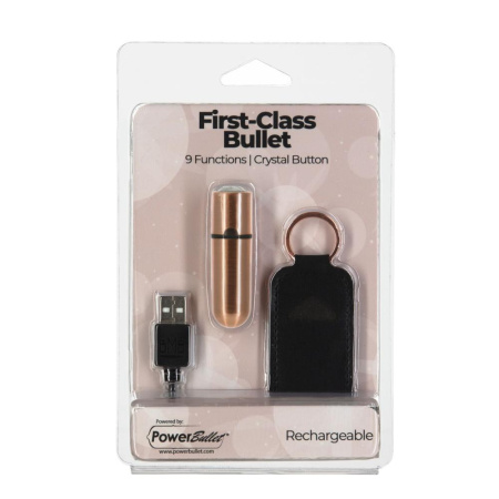 фото Вибропуля PowerBullet - First-Class Bullet 2.5" with Key Chain Pouch, Rose Gold  || фото Віброкуля PowerBullet - First-Class Bullet 2.5" with Key Chain Pouch, Rose Gold 