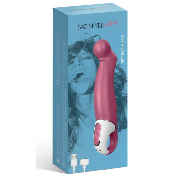 купити Мощный вибратор Satisfyer Vibes Petting Hippo с гибким стволом, литой силикон