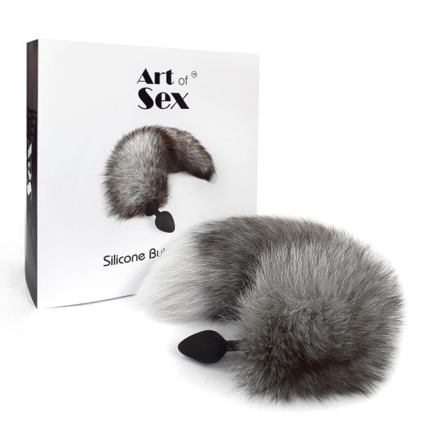 купить Силиконовая анальная пробка с хвостом из натурального меха Art of Sex size M Artctic fox