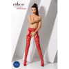 фото Эротические колготки-бодистокинг Passion S013 red, имитация высоких ажурных чулок и пояса  || фото Еротичні колготки-бодістокінг Passion S013 red, імітація високих ажурних панчох та пояса 