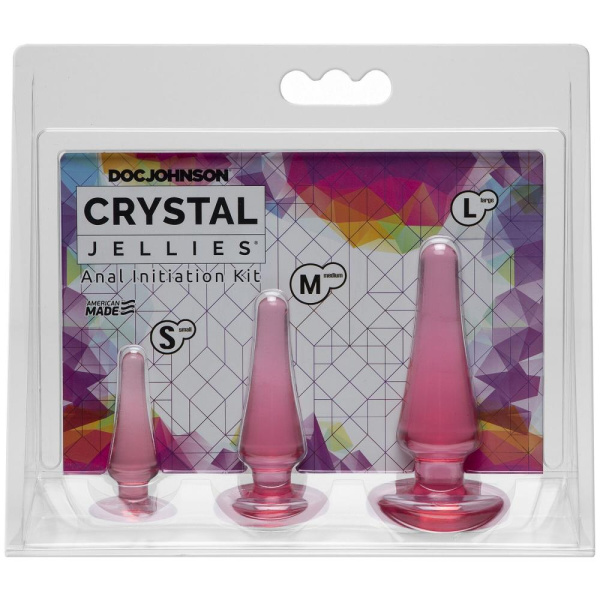 купить Набор анальных пробок Doc Johnson Crystal Jellies - Pink, макс. диаметр 2см - 3см - 4см