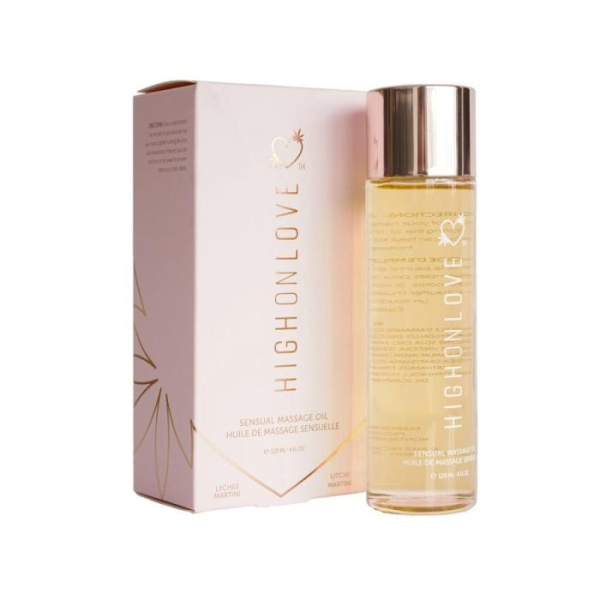 купить Массажное масло HighOnLove Massage Oil - Lychee Martini (120 мл) с маслом семян конопли