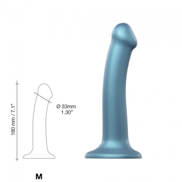 купить Насадка для страпона Strap-On-Me Mono Density Dildo Blue M, диам. 3,3см, однослойный силикон, гибкий
