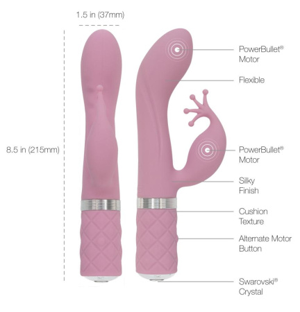 фото Роскошный вибратор-кролик Pillow Talk - Kinky Pink с кристаллом Сваровски, мощный  || фото Розкішний вібратор-кролик Pillow Talk - Kinky Pink з кристалом Сваровські, потужний 