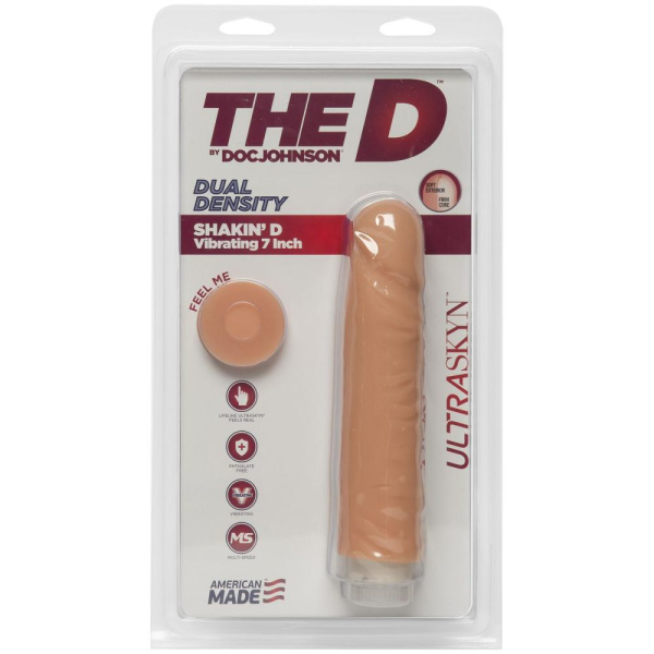 купить Фаллоимитатор Doc Johnson The D: Shakin D 7 Inch Vibro ULTRASKYN, диаметр 3,8см, плавная регулировка