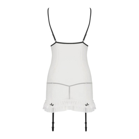 фото Сорочка прозрачная с пажами ORIHIME CHEMISE white XXL/XXXL - Passion, трусики, стрэпы  || фото Сорочка прозора з пажами ORIHIME CHEMISE white XXL/XXXL - Passion, трусики, стрепи 