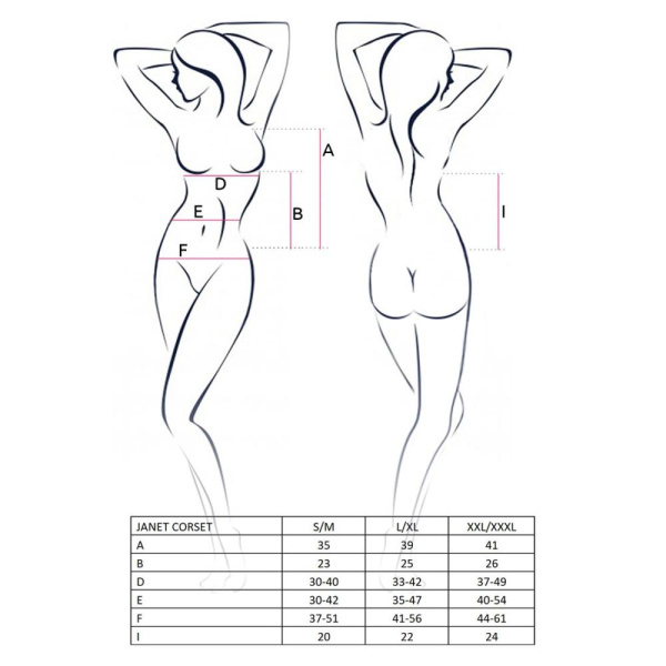 купить Корсет с пажами JANET CORSET white L/XL - Passion, трусики, полупрозрачный