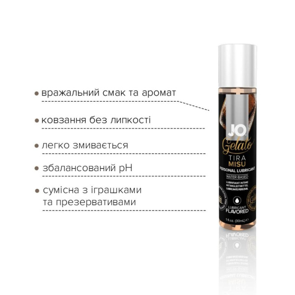 купить Смазка на водной основе System JO GELATO Tiramisu (30 мл) без сахара, парабенов и пропиленгликоля