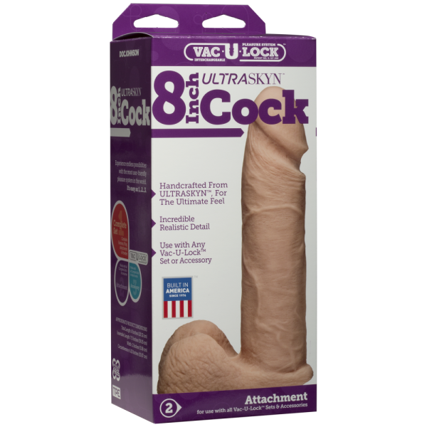 купить Фаллоимитатор Doc Johnson Vac-U-Lock - 8 Inch ULTRASKYN Cock White, диаметр 5,1см