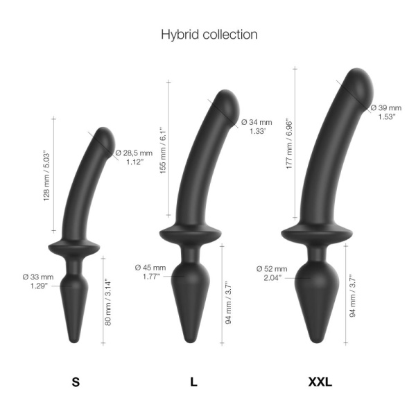 купити Анальна пробка з дилдо 2в1 Strap-On-Me SWITCH PLUG-IN DILDO Black XXL, діаметр 5,2/3,9 см