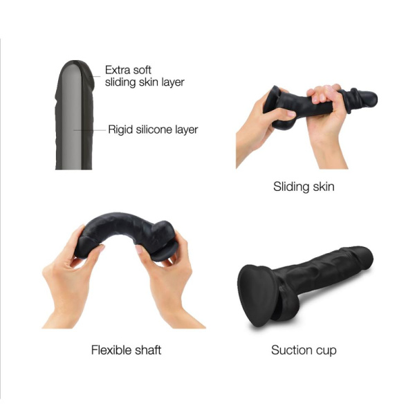 купить Реалистичный фаллоимитатор Strap-On-Me Sliding Skin Realistic Dildo Black - XXL, эффект подвижной ко