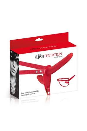 фото Двойной страпон Fetish Tentation Strap-On with Double Dildo Red  || фото Подвійний страпон Fetish Tentation Strap-On with Double Dildo Red 