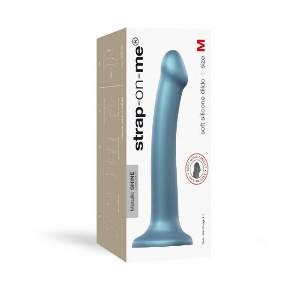 купить Насадка для страпона Strap-On-Me Mono Density Dildo Blue M, диам. 3,3см, однослойный силикон, гибкий