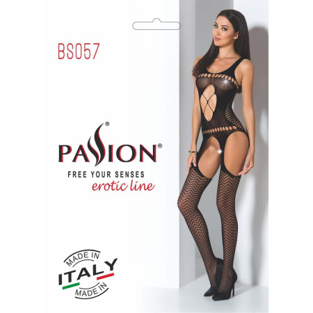 фото Бодистокинг Passion BS057 black, комбинезон, имитация чулок и пояса  || фото Бодістокінг Passion BS057 black, комбінезон, імітація панчох і пояса 