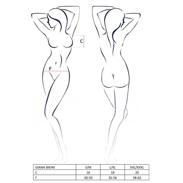 купить Комплект белья GIANA BIKINI black XXL/XXXL - Passion: полупрозрачные лиф и трусики с бантиками