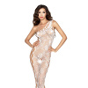 фото Бодистокинг Passion BS036 white, комбинезон, лямочка через одно плечо