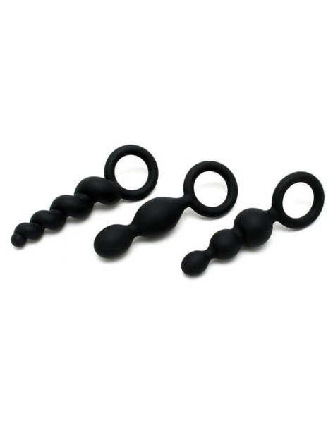 купить Набор анальных игрушек Satisfyer Plugs black (set of 3) — Booty Call, макс. диаметр 3 см