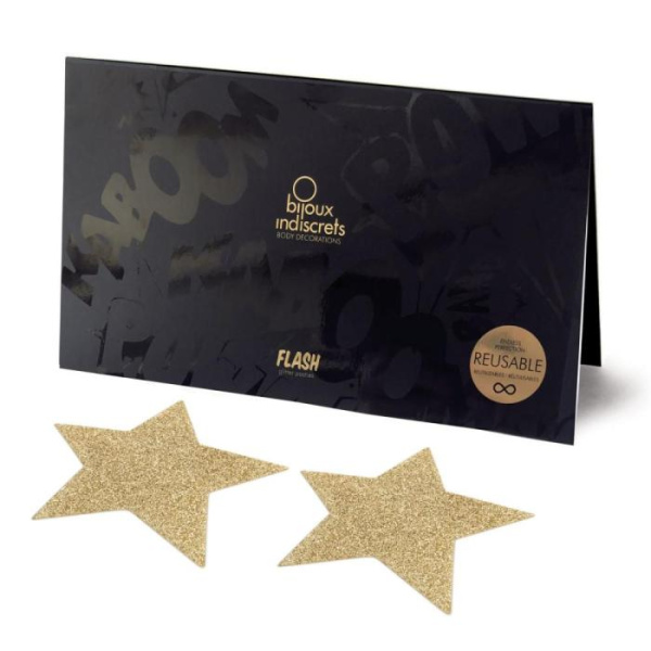 купить Пэстис - стикини Bijoux Indiscrets - Flash Star Gold, наклейки на соски