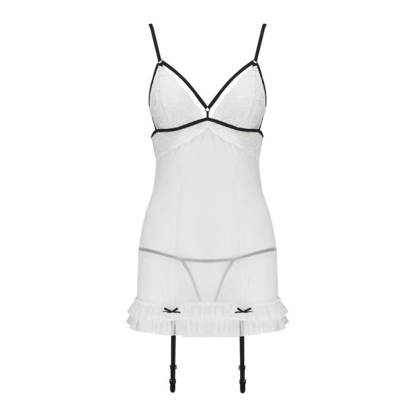 купить Сорочка прозрачная с пажами ORIHIME CHEMISE white XXL/XXXL - Passion, трусики, стрэпы