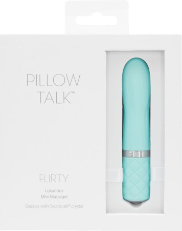 фото Роскошный вибратор PILLOW TALK - Flirty Teal с кристаллом Сваровски, гибкая головка  || фото Розкішний вібратор PILLOW TALK - Flirty Teal з кристалом Сваровські, гнучка голівка 