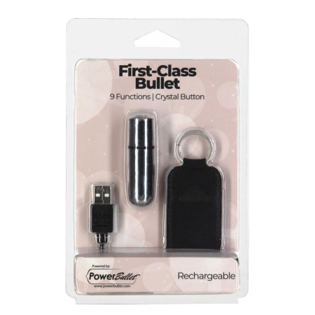фото Вибропуля PowerBullet - First-Class Bullet 2.5" with Key Chain Pouch, Silver  || фото Віброкуля PowerBullet - First-Class Bullet 2.5" with Key Chain Pouch, Silver 