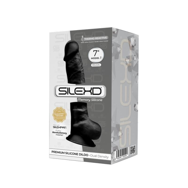 купить Фаллоимитатор SilexD Johnny Black (MODEL 1 size 7in), двухслойный, силикон+Silexpan, диаметр 3,8см