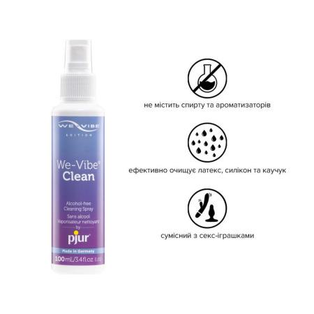 фото Антибактериальный спрей pjur We-Vibe Clean 100 мл без спирта и ароматизаторов  || фото Антибактеріальний спрей pjur We-Vibe Clean 100 мл без спирту та ароматизаторів 