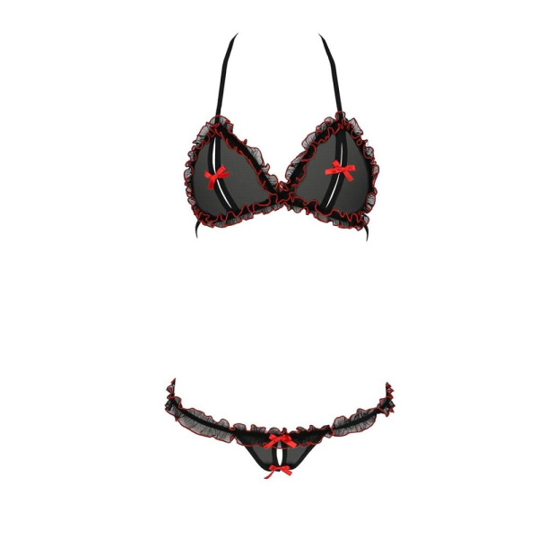 купить Комплект белья GIANA BIKINI black XXL/XXXL - Passion: полупрозрачные лиф и трусики с бантиками