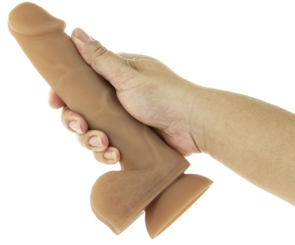 купить Гибкий фаллоимитатор на присоске ADDICTION — ANDREW 8″ Silicone Dong — Caramel, вибропуля в подарок