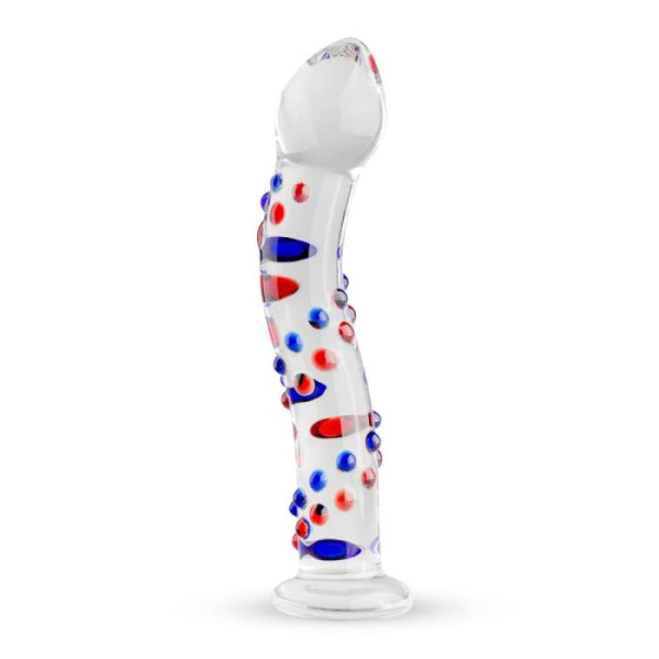 купить Стеклянный дилдо с изгибами и рисунком Gildo Glass Dildo No. 3