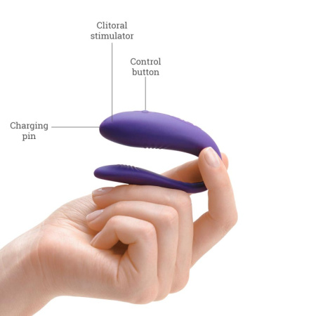 фото Недорогой вибратор для пар We-Vibe Unite Purple, однокнопочный пульт ДУ  || фото Недорогий вібратор для пар We-Vibe Unite Purple, однокнопковий пульт ДК 