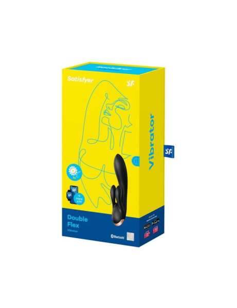 купить Смарт вибратор кролик с двойным отростком Satisfyer Double Flex Black