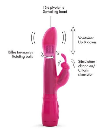 фото Вибратор Dorcel Furious Rabbit с вращением и  возвратно-поступательными движениями головки, вибрация  || фото Вібратор Dorcel Furious Rabbit зі зворотно-поступальними рухами голівки 