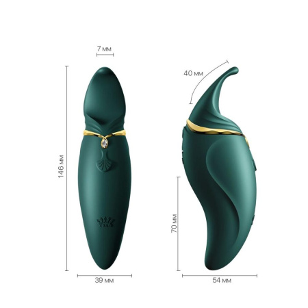 фото Вибратор 2в1 с язычком Zalo — Hero Jewel Green, кристалл Swarovski  || фото Вібратор 2в1 з язичком Zalo — Hero Jewel Green, кристал Swarovski 