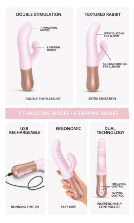 фото Двойной пульсатор кролик Love To Love SASSY BUNNY - BABY PINK  || фото Подвійний пульсатор-кролик Love To Love SASSY BUNNY - BABY PINK 