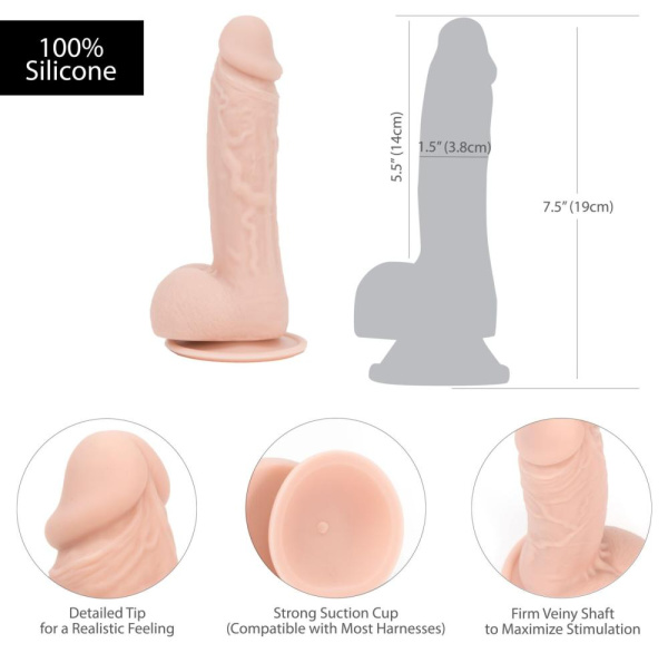 купить Реалистичный фаллоимитатор на присоске ADDICTION — Mark 7,5″ Dildo With Balls, Beige
