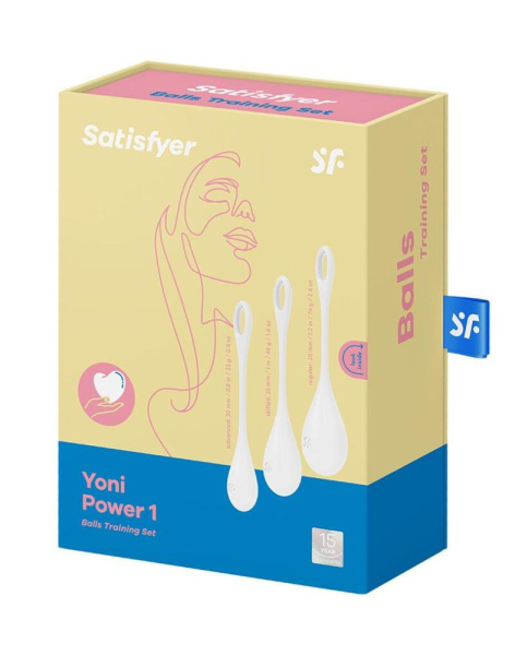 купить Набор йони бусин Satisfyer Yoni Power 1 White, диаметр 2-2,5-3см, вес 22-46-74гр