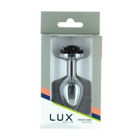 фото Металлическая анальная пробка Lux Active с розой - Rose Anal Plug - Black, вибропуля в подарок  || фото Металева анальна пробка Lux Active з трояндою - Rose Anal Plug - Black, віброкуля в подарунок 