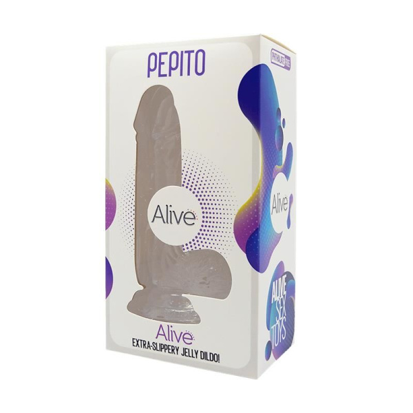 купить Прозрачный фаллоимитатор Alive Jelly Dildo Pepito, ТПЕ, присоска, диаметр 3,5см, длина 15,5см