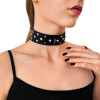 фото Ошейник из натуральной кожи с заклепками и стразами Art of Sex - Jenna Collar, Черный